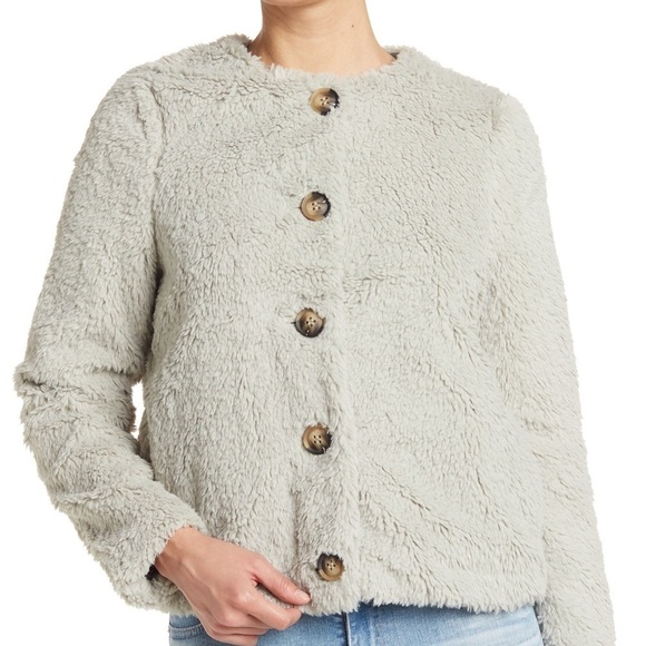 Vero Moda NWT Amanda Short Faux Fur Teddy in Mineral Gray Size XS - Picture 13 of 13
